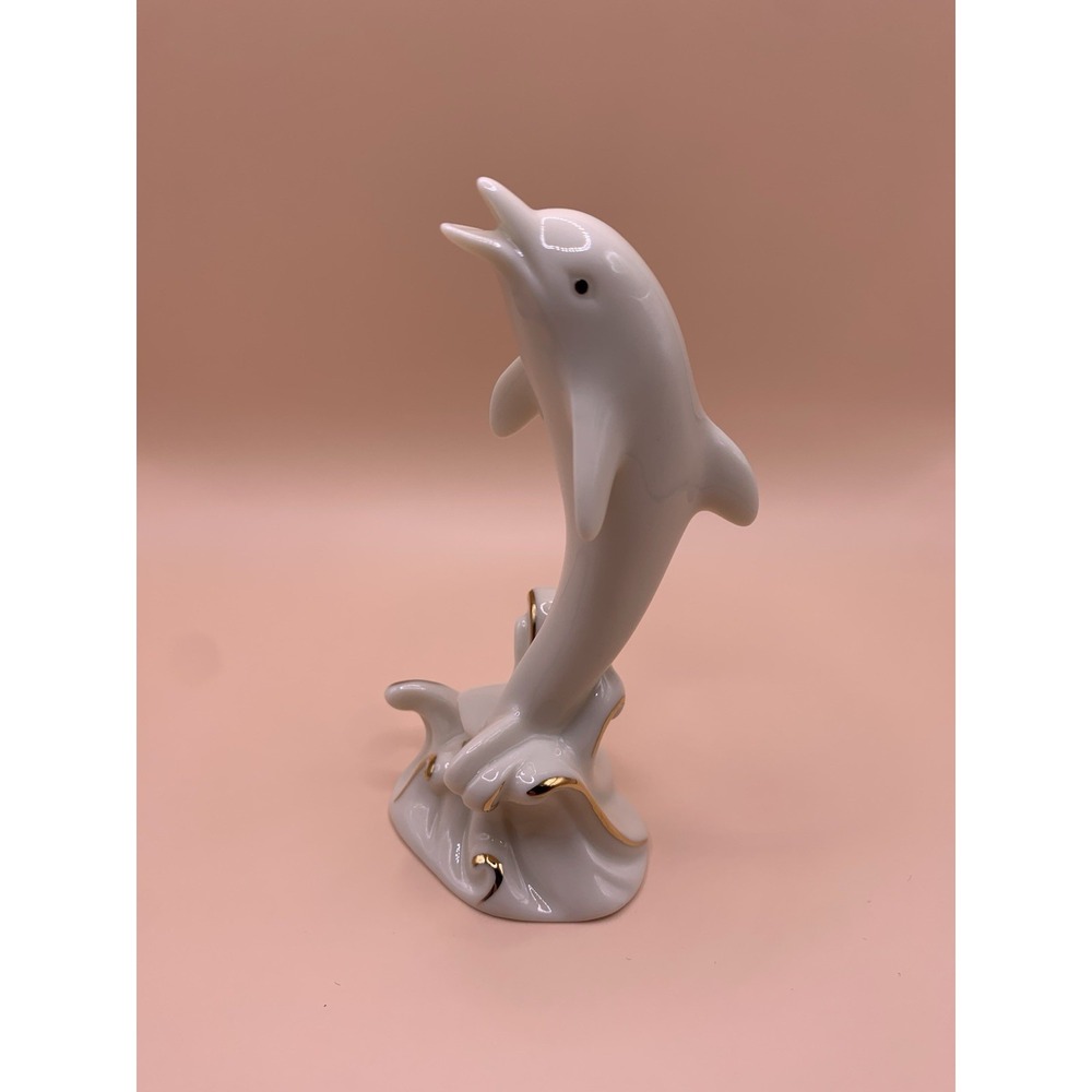 Lenox Collection Dolphin with 24k Gold Trim‎ Ivory 4"  Tall Vintage Figurine